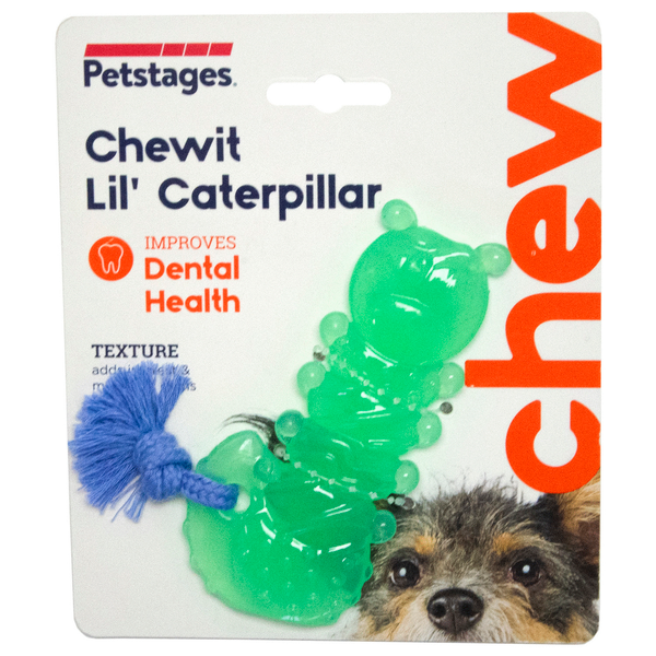 Petstages Orka Chewit Lil&apos; Caterpillar Hondenspeelgoed 12x5x1 cm 100 g Mintgroen Blauw