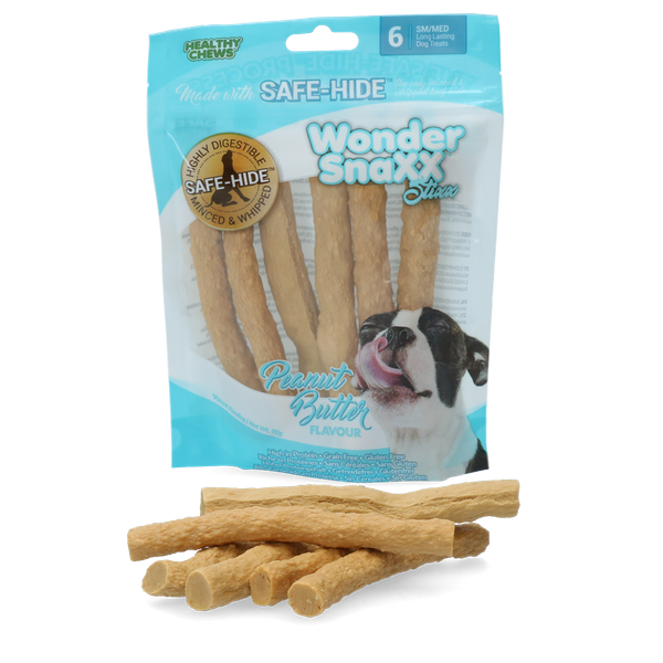 Afbeelding Wonder Snaxx Stixx - Hondensnacks - Pindakaas 16 cm door Petsplace.nl