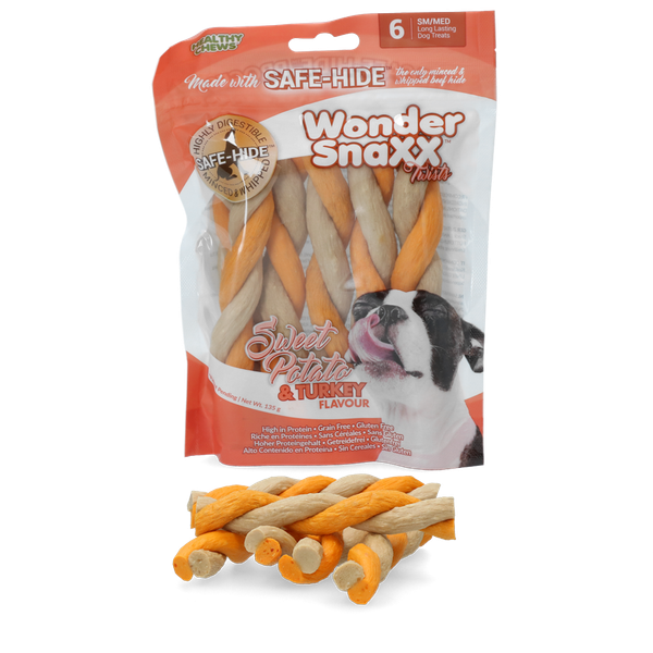 Afbeelding Wonder Snaxx Twists Zoete Aardappel En Kalkoen door Petsplace.nl