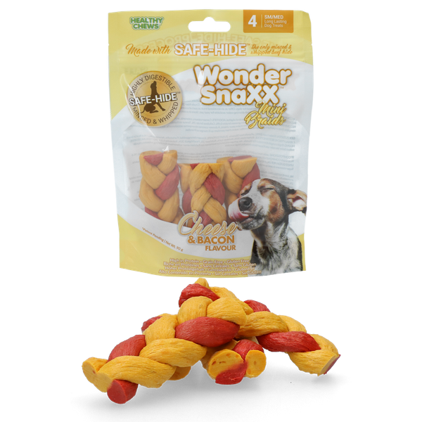 Afbeelding Wonder Snaxx Mini Braid - Hondensnacks - Kaas Bacon 9 cm door Petsplace.nl