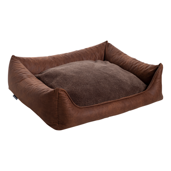 Afbeelding Maxxnobel Orthopedische Sofa Lederlook/Teddy Cognac - Hondenbank - M door Petsplace.nl