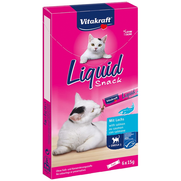 Afbeelding Vitakraft Liquid Snacks kattensnoep Zalm door Petsplace.nl