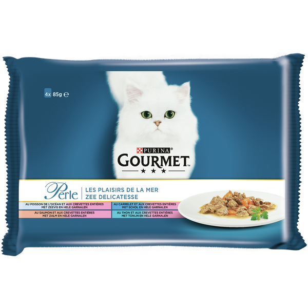 Afbeelding Gourmet Perle 4pack Pouch Vis 12x4x85 Gr door Petsplace.nl