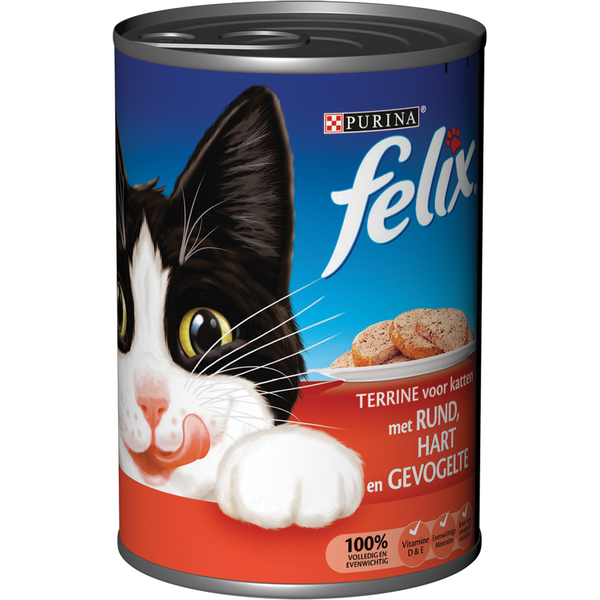 Afbeelding Felix Blik 3 Vleessoorten - Kattenvoer - Rund Hart Gevogelte 400 g door Petsplace.nl