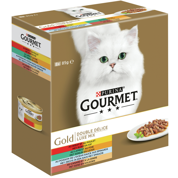 Afbeelding Gourmet Gold 8-Pack Luxe Mix kattenvoer 6 doosjes (48 blikken) door Petsplace.nl