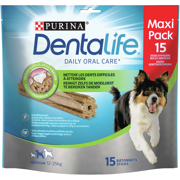 Purina DentaLife Daily Oral Care Medium hondensnack 15 kauwsticks/maxipack 10 x 15 sticks online kopen