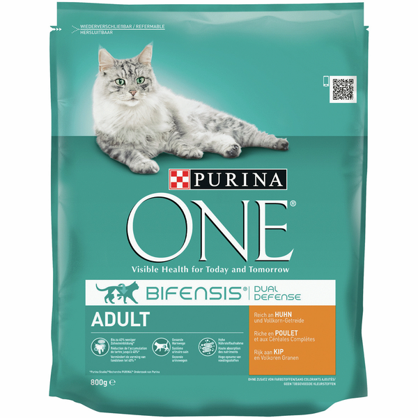 Afbeelding Purina One Adult Kip&Granen - Kattenvoer - 800 g door Petsplace.nl