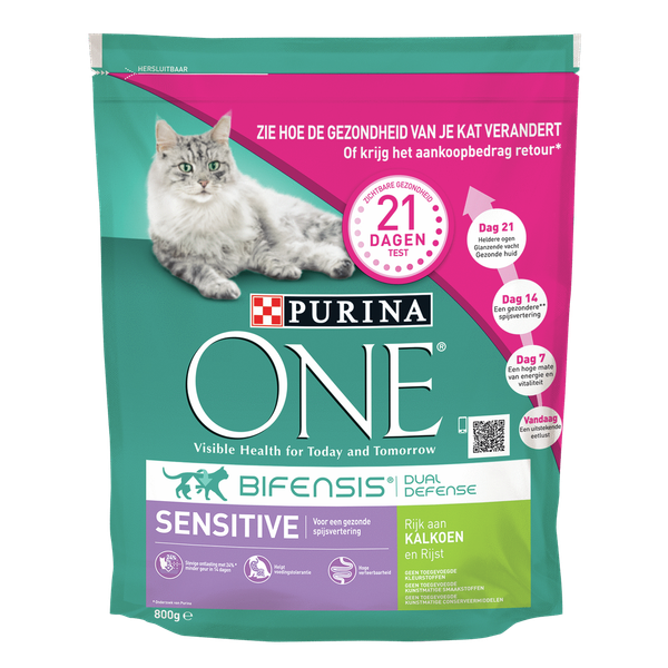 Afbeelding Purina One Sensitive - Kattenvoer - Kalkoen Rijst 800 g door Petsplace.nl