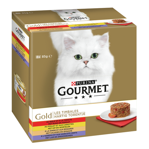 Afbeelding Gourmet Gold 8-Pack Hartig Torentje kattenvoer 6 doosjes (48 blikken) door Petsplace.nl