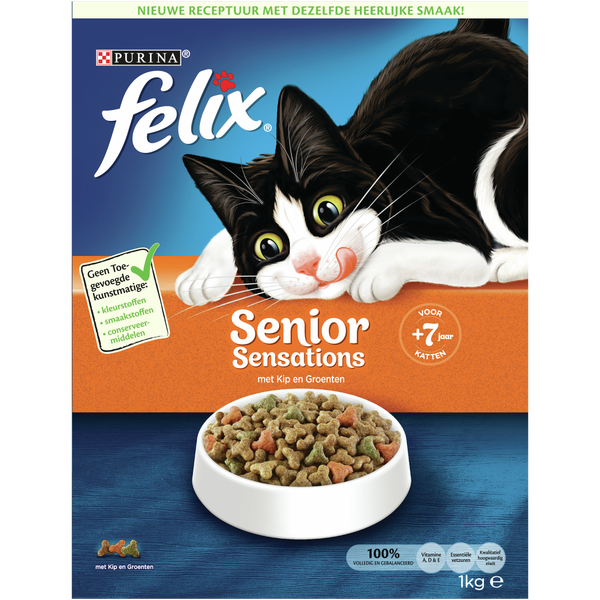 Afbeelding Felix Senior Sensations - Kattenvoer - 1 kg door Petsplace.nl
