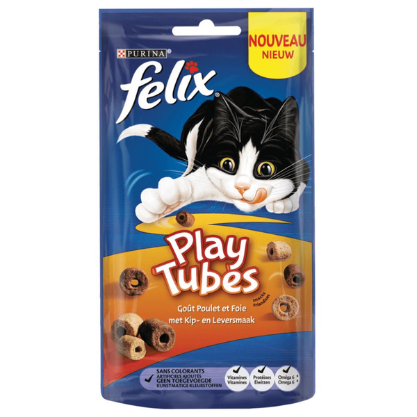 Afbeelding Felix Play Tubes Kip & Lever 50 gr kattensnoep Per stuk door Petsplace.nl