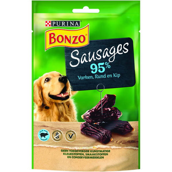 Afbeelding Bonzo Sausages - Hondensnacks - Varken 70 g door Petsplace.nl
