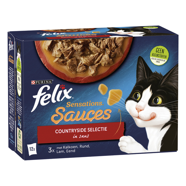 Afbeelding Felix Multipack Sensations Sauces Countryside Selectie - Kattenvoer - Kalkoen Rund Lam 12x85 g door Petsplace.nl