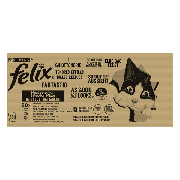 Afbeelding Purina Felix Elke Dag Feest Mix Selectie in gelei kattenvoer 80x85g Per doos (80 stuks) door Petsplace.nl