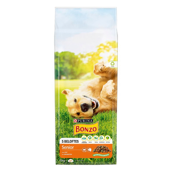 Afbeelding Purina Bonzo Senior hondenvoer met kip en groenten 15 kg door Petsplace.nl