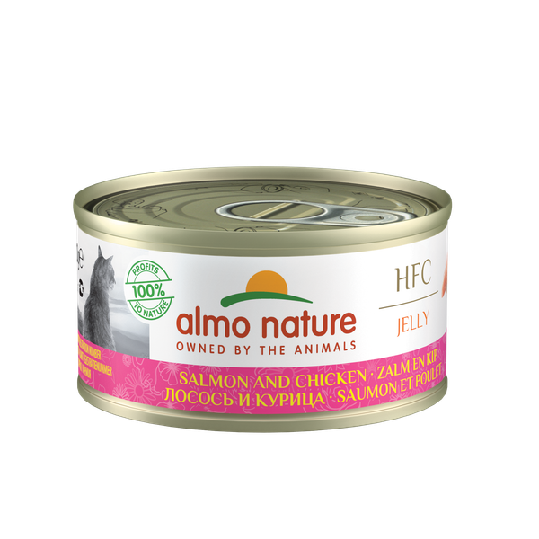 Almo Nature Hfc Cat Natural Blik 70 g - Kattenvoer - Zalm&Kip Classic