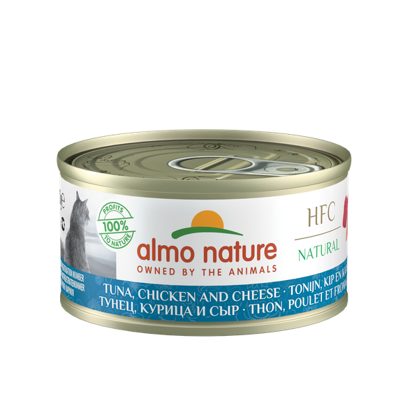 Almo Nature HFC Natural met Tonijn, Kip en Kaas 70 gr Per 24 (Natural)