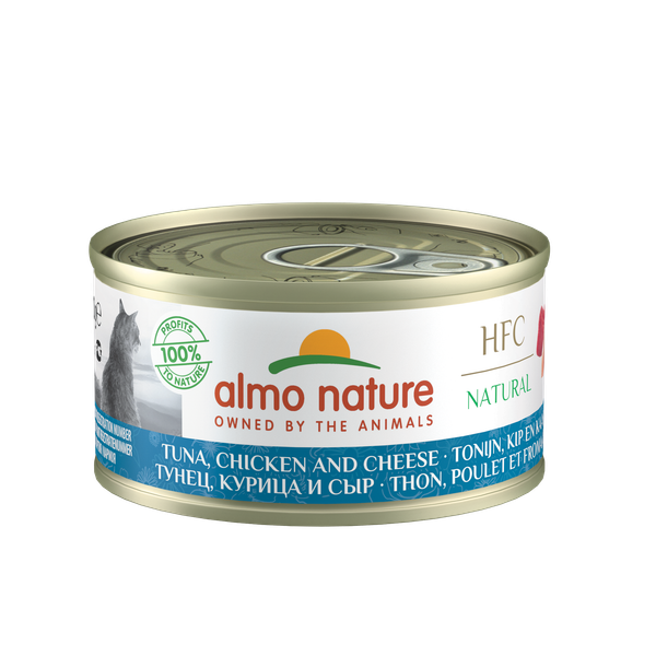 Afbeelding Almo Nature HFC Natural met Tonijn, Kip en Kaas 70 gr Per 24 (Natural) door Petsplace.nl