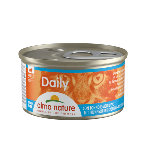 Almo Nature Daily Mousse met Tonijn & Kabeljauw 85 gr Per 24