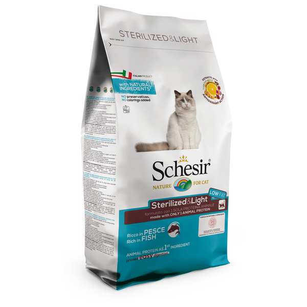 Afbeelding Schesir Cat Dry Sterilized & Light Vis - Kattenvoer - 10 kg door Petsplace.nl