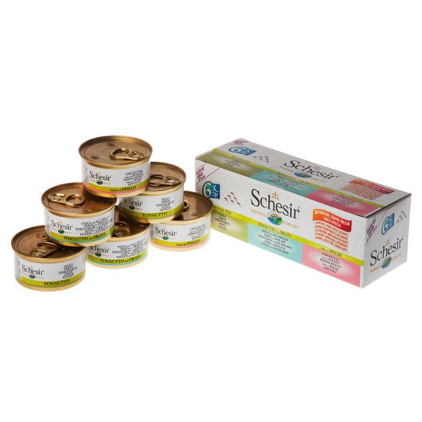 Afbeelding Schesir Kat Multipack Blik - Kattenvoer - Tonijn Zeebrasem Kip 6x70 g door Petsplace.nl