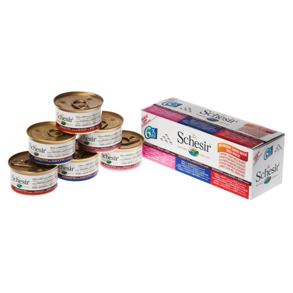 Afbeelding Schesir Kat Multipack Blik - Kattenvoer - Tonijn Witvis Rund 6x85 g door Petsplace.nl