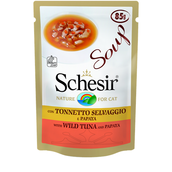 Schesir Pouch Cat Soup - Kattenvoer - Tonijn Papaja 85 g