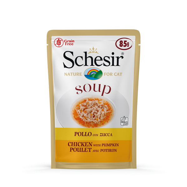 Afbeelding Schesir Pouch Cat Soup - Kattenvoer - Kip Pompoen 85 g door Petsplace.nl