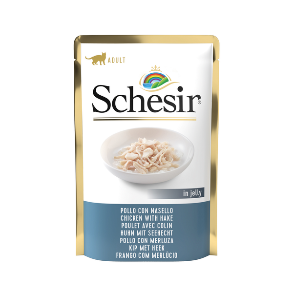 Afbeelding Schesir Cat Maaltijdzakjes Adult In Gelei 85 g - Kattenvoer - Kip&Kabeljauw door Petsplace.nl