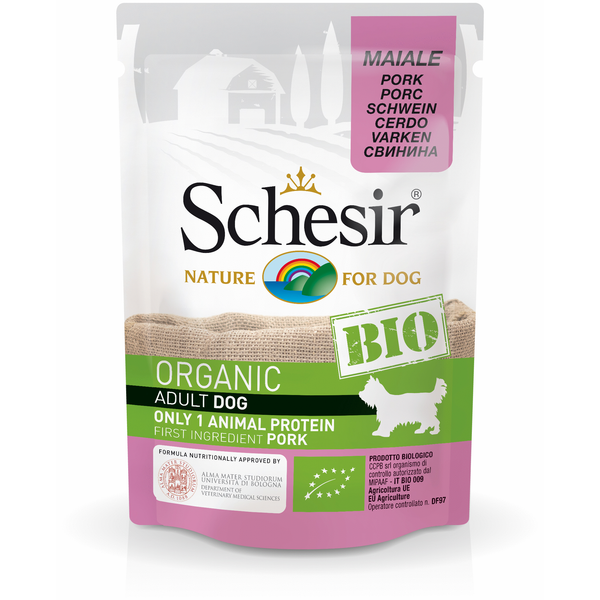 Schesir Hond Biologisch Adult - Varken - 16 x 85 g maaltijdzakjes