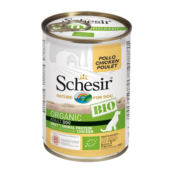 Schesir Hond Biologisch Adult - Kip - 6 x 400 g blikken