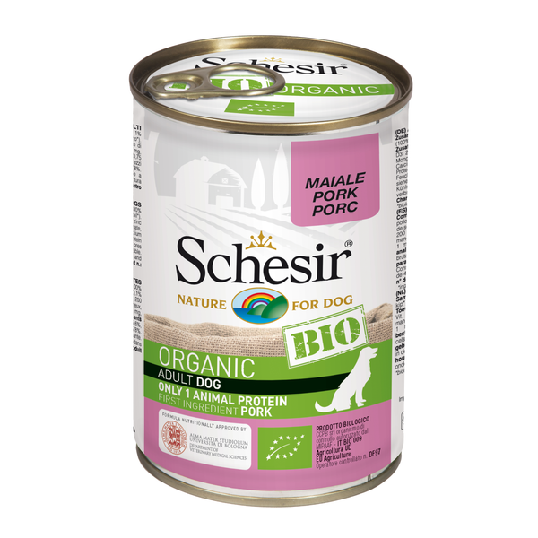 Afbeelding Schesir Hond Biologisch Adult - Varken - 6 x 400 g blikken door Petsplace.nl