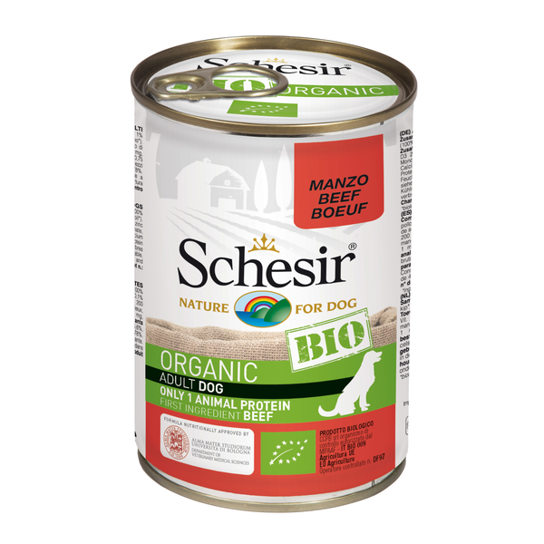 Afbeelding Schesir Hond Biologisch Adult - Rund - 6 x 400 g blikken door Petsplace.nl