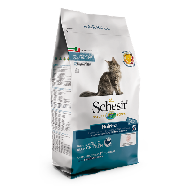 Schesir Cat Dry Hairball Kip - Kattenvoer - 400 g