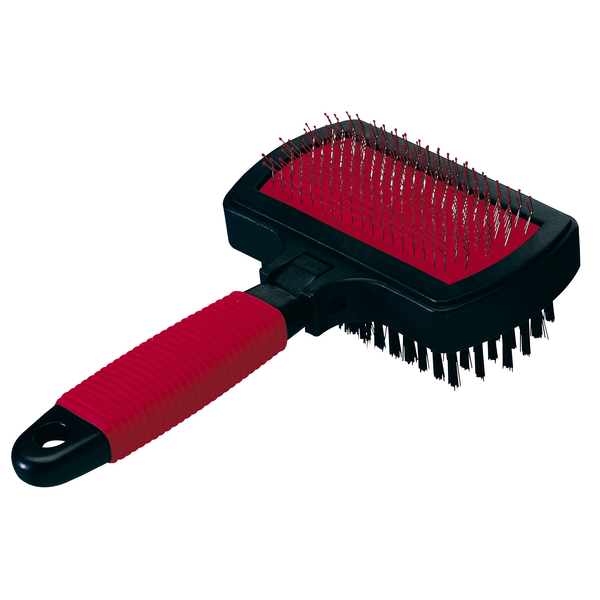 Afbeelding Ferplast Borstel Dubbel Perlon - Hondenvachtborstel - 17x10.5x5 cm Rood Zwart door Petsplace.nl