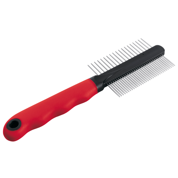 Afbeelding Ferplast Vachtkam Dubbel - Hondenvachtkam - 20.3x1.6x6.4 cm Rood Zwart door Petsplace.nl