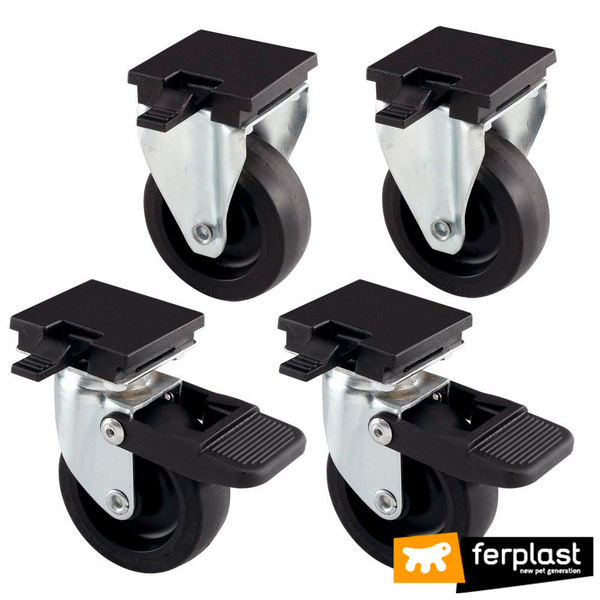Afbeelding L388b Set Wielen Voor Atlas 50/60 Hondenbench & -hok door Petsplace.nl