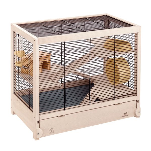 Afbeelding Ferplast Hamsterkooi Hamsterville - Dierenverblijf - 60x34x49 cm Houtkleur door Petsplace.nl