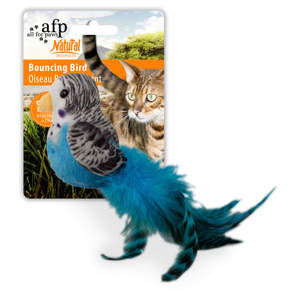Afbeelding All For Paws Bouncing Bird - Kattenspeelgoed - 10x20x7 cm Assorti door Petsplace.nl