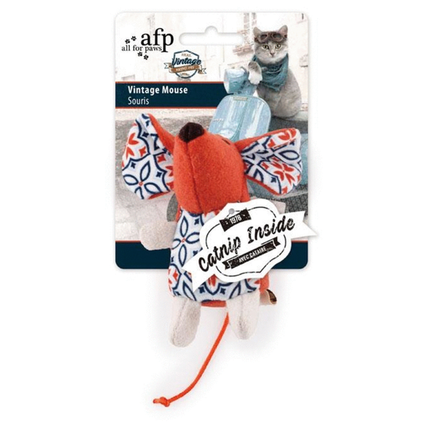 All For Paws Vintage Mouse - Kattenspeelgoed - 9.5x5x5 cm Assorti