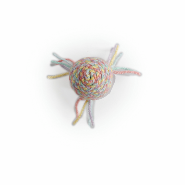 Afbeelding All For Paws Knotty Habit Yarn String Ball - Kattenspeelgoed - Ø4 cm Roze Lichtblauw Geel door Petsplace.nl