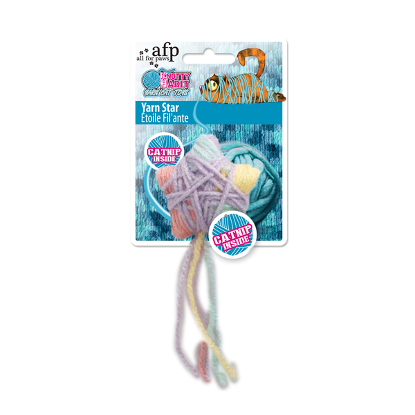 Afbeelding All For Paws Knotty Habit Yarn Star - Kattenspeelgoed - 13x6x3 cm Violet door Petsplace.nl