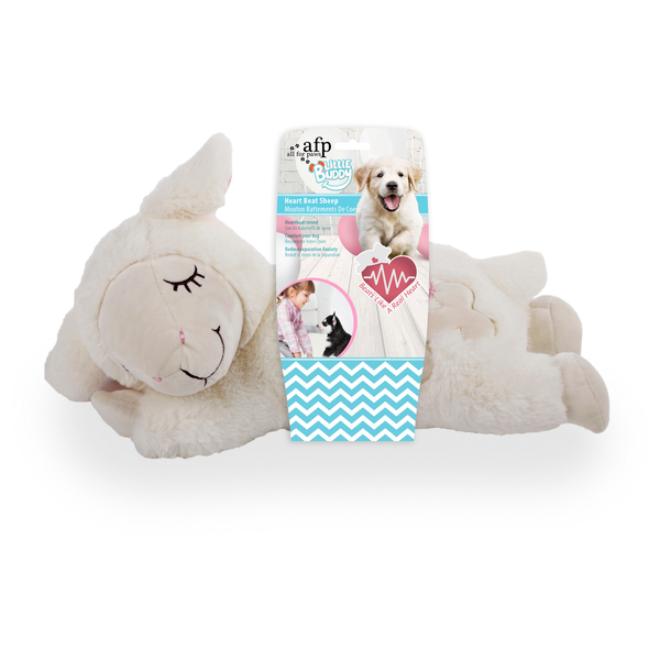 All For Paws Little Buddy Heart Beat Sheep - Hondenspeelgoed - 44x38x14 cm Wit