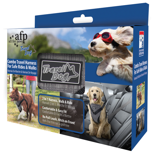 Afbeelding All For Paws Honden Autogordel - Hondenautoaccessoire - Nek40-63/Borst 46-71 cm Grijs door Petsplace.nl
