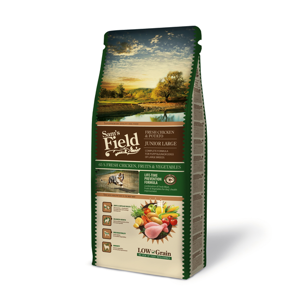 Afbeelding Sam's Field Junior Large Kip&Aardappel - Hondenvoer - 13 kg door Petsplace.nl