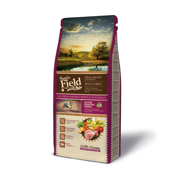 Afbeelding Sam's Field Adult Large Kip&Aardappel - Hondenvoer - 13 kg door Petsplace.nl