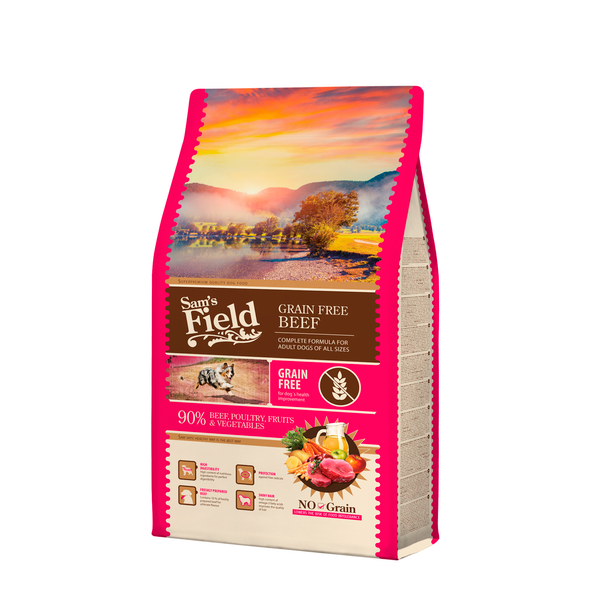 Afbeelding Sam's Field Adult High Meat & Grain Free Rund - Hondenvoer - 2.5 kg door Petsplace.nl