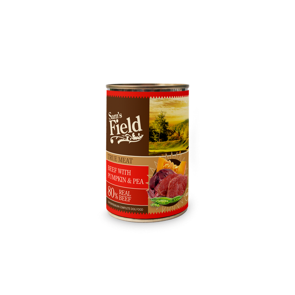 Afbeelding Sam's Field Blik True Meat 400 g - Hondenvoer - Rund&Pompoen&Erwt door Petsplace.nl