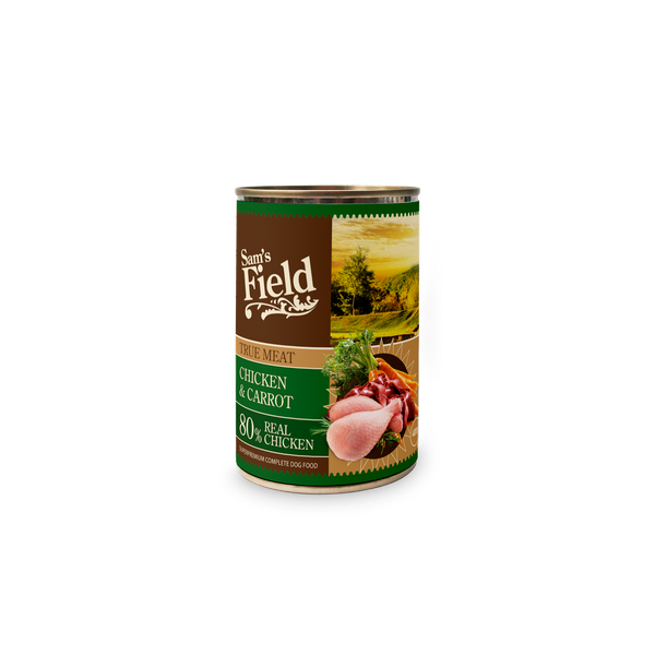 Afbeelding Sam's Field Blik True Meat 400 g - Hondenvoer - Kip&Wortel door Petsplace.nl