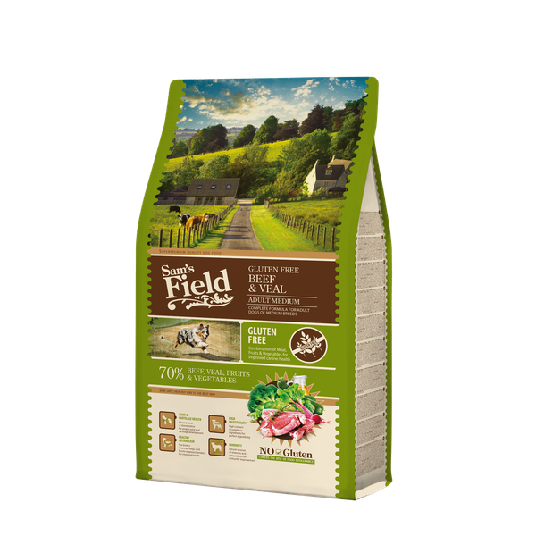 Afbeelding Sam's Field Adult Medium Rund&Kalf&Aardappel - Hondenvoer - 2.5 kg door Petsplace.nl